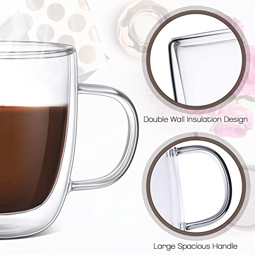 Espresso Cups Double Walled Espresso Shot Glass with Handle Cups Insulated Clear Small Shot Glasses for Cappuccino Latte Hot Beverage