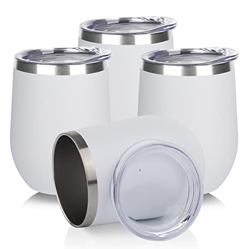 Stainless Steel Wine Tumbler Bulk with Lid (4 Count)