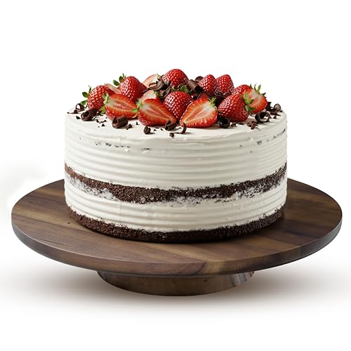 13" Acacia Cake Stand Rotating with Non