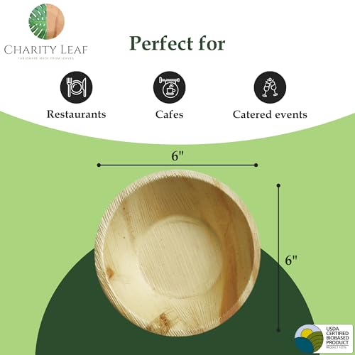 Disposable Bamboo 6" Round Bowl (50 Count)