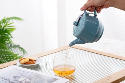 Ceramic Teapot with Infuser for Tea Coffee Milk as Gift Sky Blue