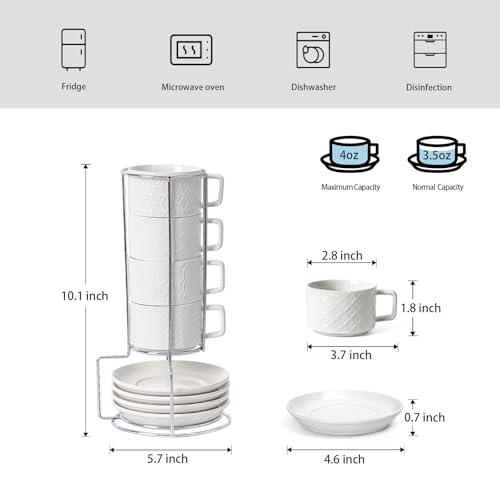 4oz Ceramic Espresso Cups Set of 4 (4 Count)