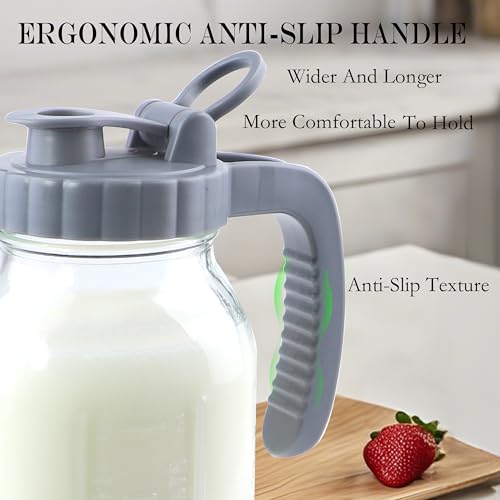 64 Oz Glass Mason Jar Water Pitcher With Lid Wide Mouth Sun Tea Pitchers (2 Count)