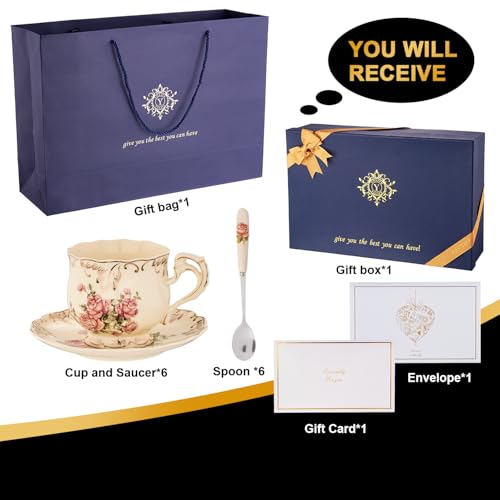 Tea Cups and Saucers Set of 6 (6 Count)