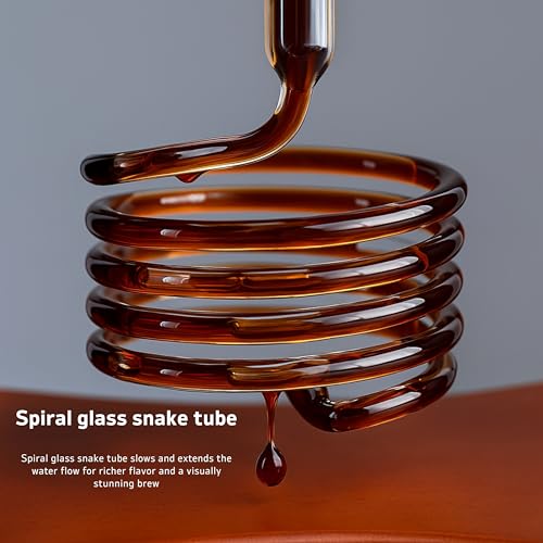 Cold Brew Drip Tower Iced Coffee Maker Glass Wooden Stand 25 Cups white (25 Count)