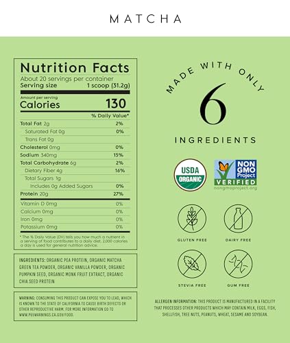 Organic Plant Based Protein Powder (20 Ounce)
