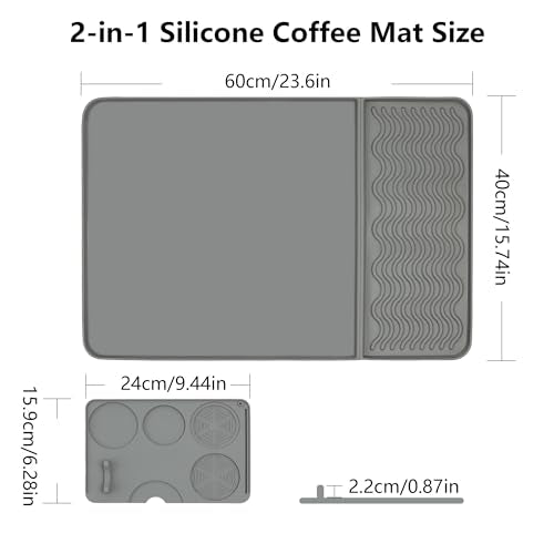 2-in-1 Coffee Bar Mat & Tamping Mat - 24”x16”Non-Slip Silicone Mats for Coffee Machines, Countertop, Bars, Kitchen Counter, Dish Drying Mats