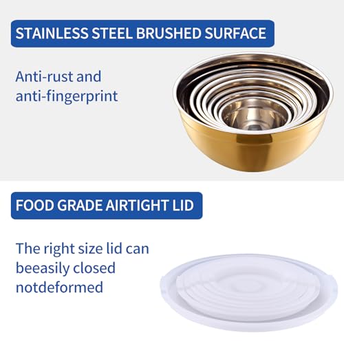 Gold Mixing Bowls With Airtight Lids