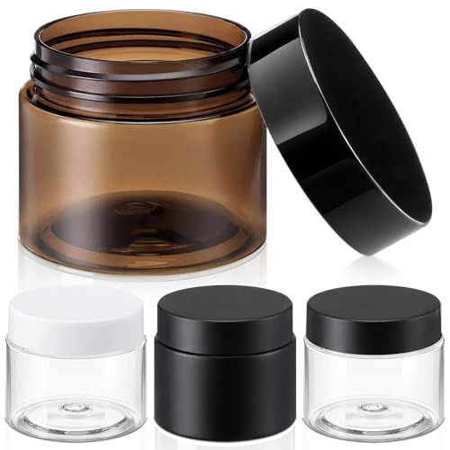 4 Pcs Plastic Jars Wide Mouth with Lids (4 Count)