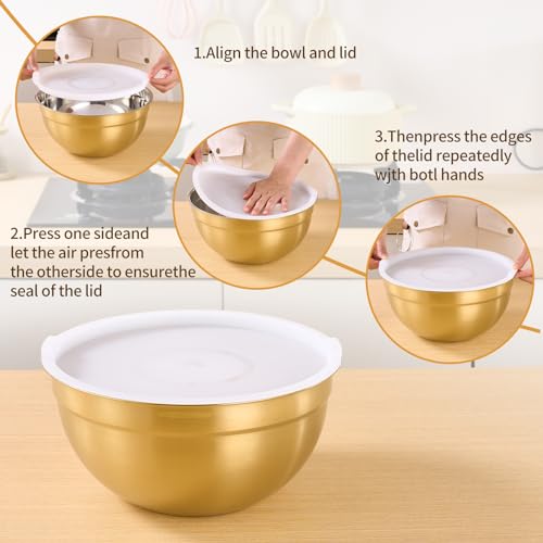 Gold Mixing Bowls With Airtight Lids