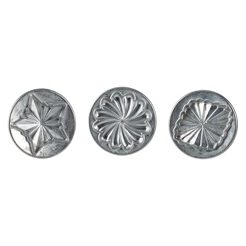 Pretty Pleated Cookie Stamps Silver Cast Aluminum with Wood Handles