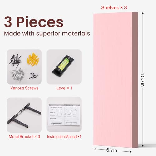 Pink Floating Shelves 15.7in