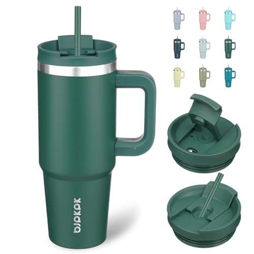 30 oz Insulated Tumbler with Handle & Straw