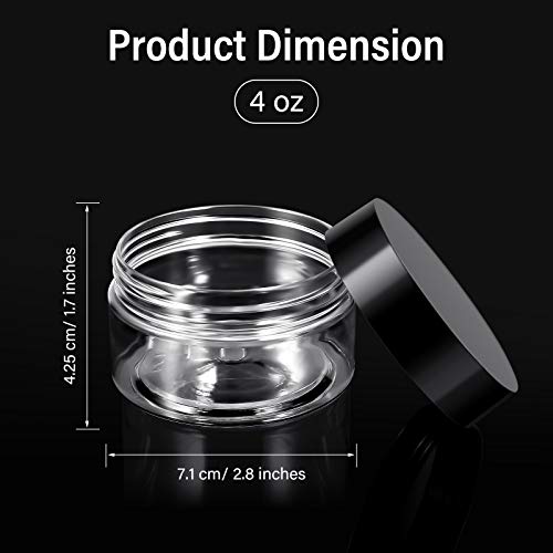 4 Pcs Plastic Jars Wide Mouth with Lids