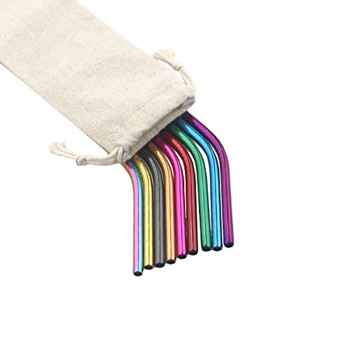 Metal Straws Stainless Steel Straws 8.5" Drinking Straws Reusable 3 Set