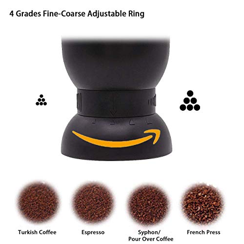 Manual Coffee Grinder Ceramic Burrs Adjustable Coarseness 2 Containers