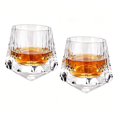 Crystal Whiskey Glasses Set of 2 Old Fashioned Glasses Stemless (2 Count)