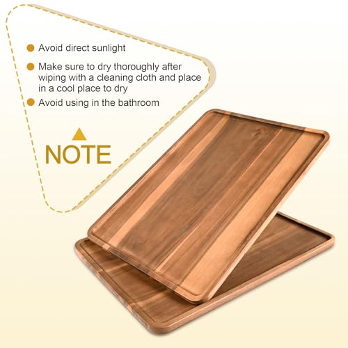 2 Pcs Acacia Wood Serving Tray (2 Count)
