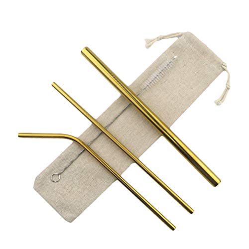 Metal Straws Stainless Steel Straws 8.5" Drinking Straws Reusable 3 Set