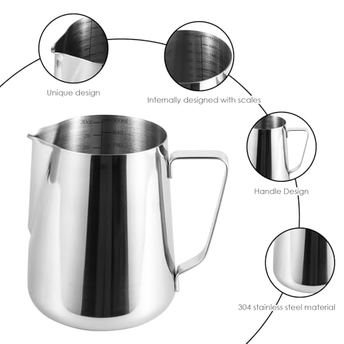 4 Pack Milk Frothing Pitcher 900ml 32oz Large Capacity Steaming Pitchers (4 Count)
