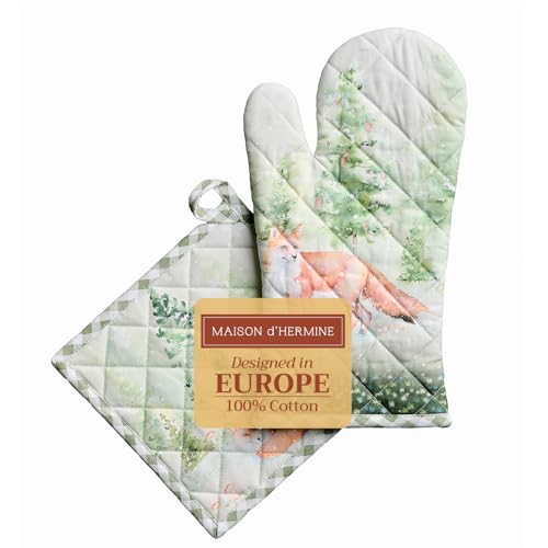 100% Cotton Oven Mitt & Pot Holder Set (2 Count)