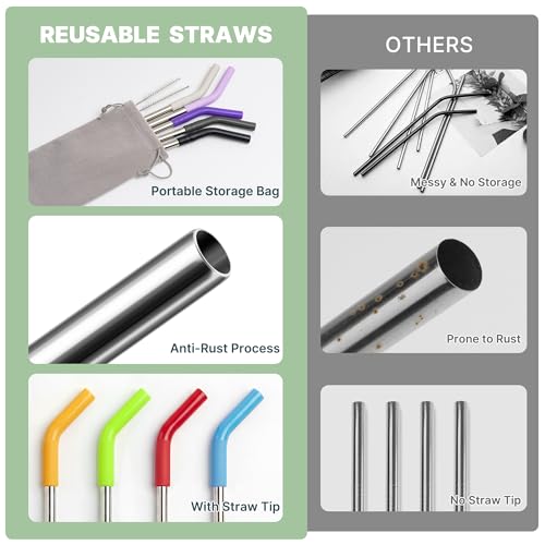 Short Metal Straw with Silicone Tips