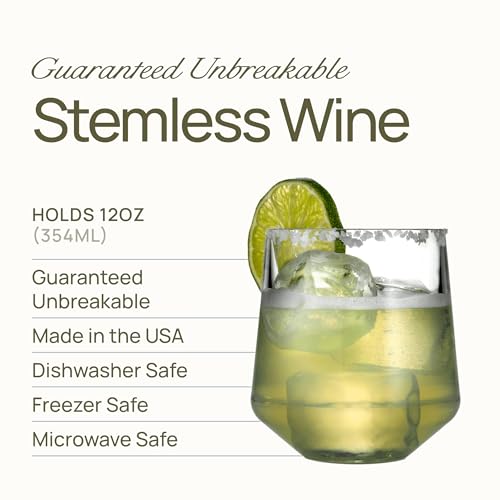 Unbreakable Stemless Wine Glasses (4 Count)