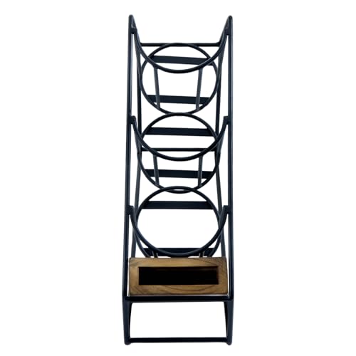 Industrial Matte Black Metal Wire & Acacia Wood Countertop Disposable Coffee Cup Organizer