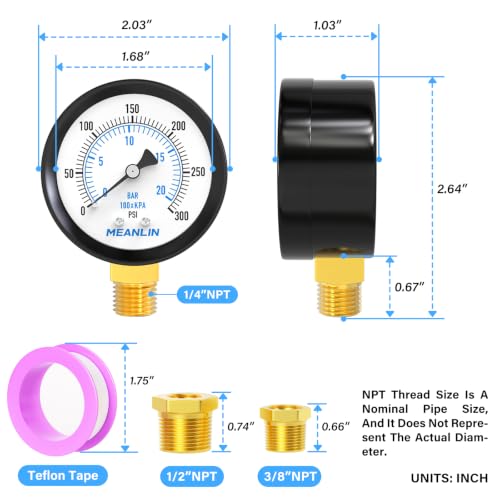 0~300Psi Well Pump Pressure Gauge