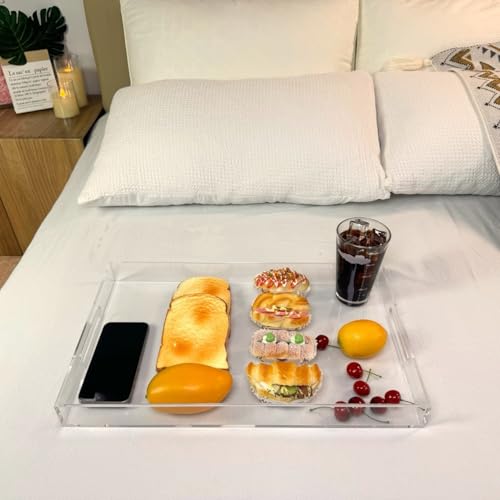 Clear Sturdy Acrylic Serving Tray with Handles