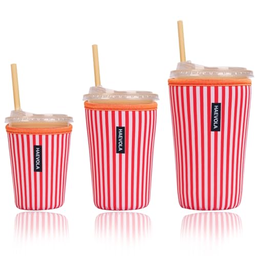 Reusable Insulated Neoprene Iced Coffee Cup Sleeve (3 Count)