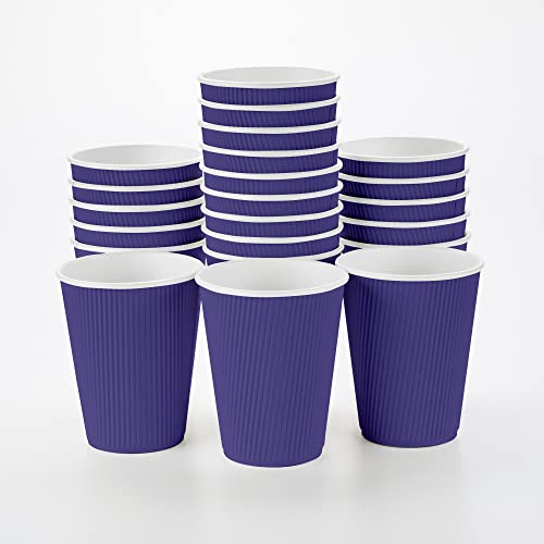 Ripple Wall Coffee Cups 25 Count 12 Ounce Insulated Royal Purple Paper Cups