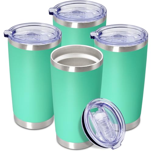 20oz Tumbler Insulated Coffee Tumblers with Lid StainlessSteel LightBlue 4P (4 Count)