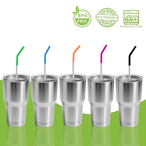 10 Pcs Metal Straw Reusable 8.5" 6mm Stainless Steel Straws (10 Count)
