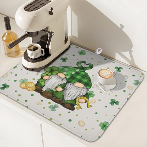 St Patrick's Day Gnome Dish Drying Mat for Kitchen Counter