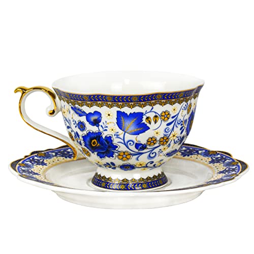Bone China Tea Cups and Saucers (6.7 Count)