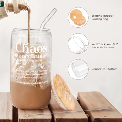 Chaos Coordinator 16oz Can Glass Tumbler with Bamboo Lid & Straw