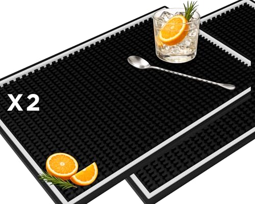 Bar Mat White Frame 18x12 in 2 Pack Silicone (2 Count)