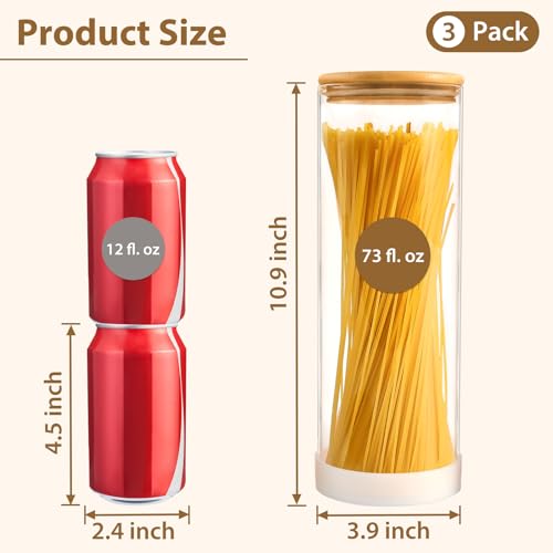 73oz Glass Spaghetti Pasta Containers for Pantry Organization (3 Count)
