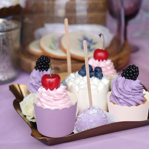 120Pcs Purple Paper Baking Cups Scalloped Edge Cupcake Wrappers Gradient Purple Cupcake Muffin Cases for Wedding Birthday Baby Shower (120 Count)