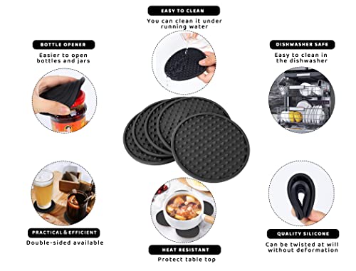 Rubber Coasters Set 6 with Holder