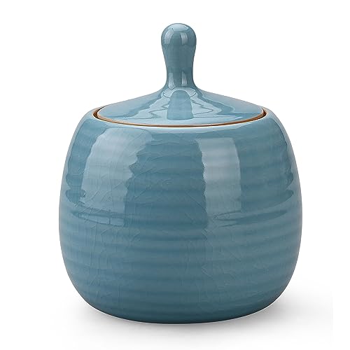 Kitchen Canisters Retro Ceramic Jar with Airtight Lid Blue