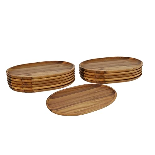 Woodard & Charles Acacia Wood Medium Oval Serving Tray (12 Count)