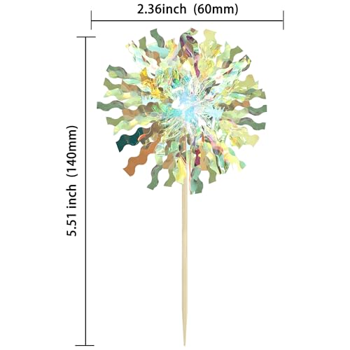 30Pcs Foil Firework Cupcake Toppers Sparkle Tinsel Cupcake Picks Firework Cake Decorations Cocktail Food Fruit Toothpicks for Baby Shower Graduation Party Supplies White (30 Count)
