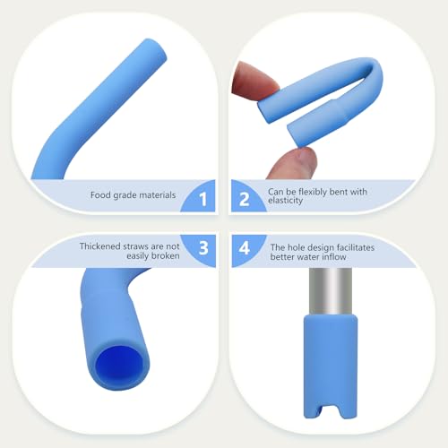 12 Pcs Silicone Straw Tips with Bottom Sleeve Reusable Silicone Tips for Metal Straws Food Grade Rubber Straw Tips Flex Elbow Straw Covers for Stanley Cup Tumbler Fit for 8 (12 Count)