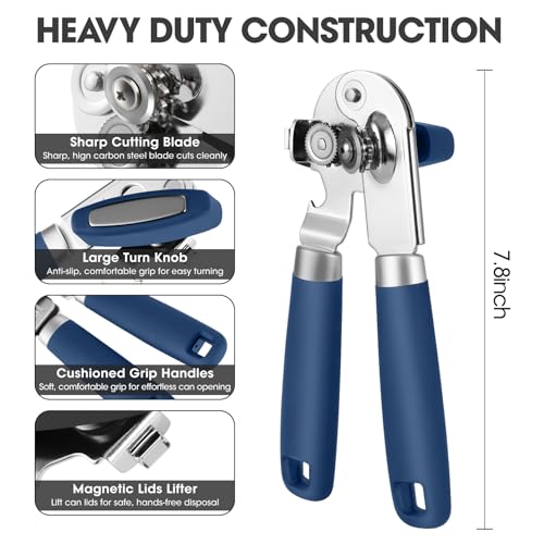 Manual Can Opener Hand Held with Magnet for Home Kitchen