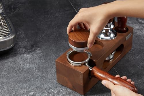 54mm distributor called Adjustable Depth espresso leveler Compatible with Breville Machine Accessories The coffee leveler Made of Stainless Steel and Walnut wood