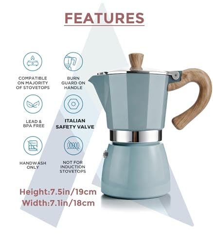 Moka Pot Stovetop Espresso Set & Cuban Coffee Maker 6 (10.2 Ounce)