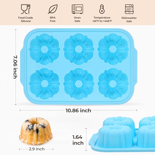 Mini Fluted Tube Cake Pans for Baking with Metal Reinforced Frame (2 Count)