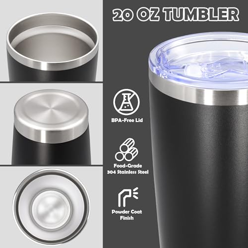20oz Tumbler Stainless Steel Tumbler Coffee Tumbler with Lid Black